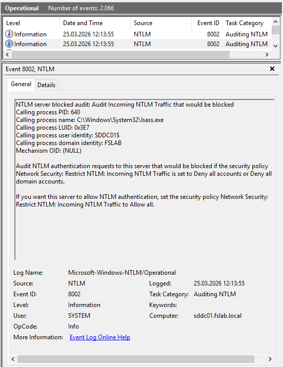 NTLM Traffic Event ID