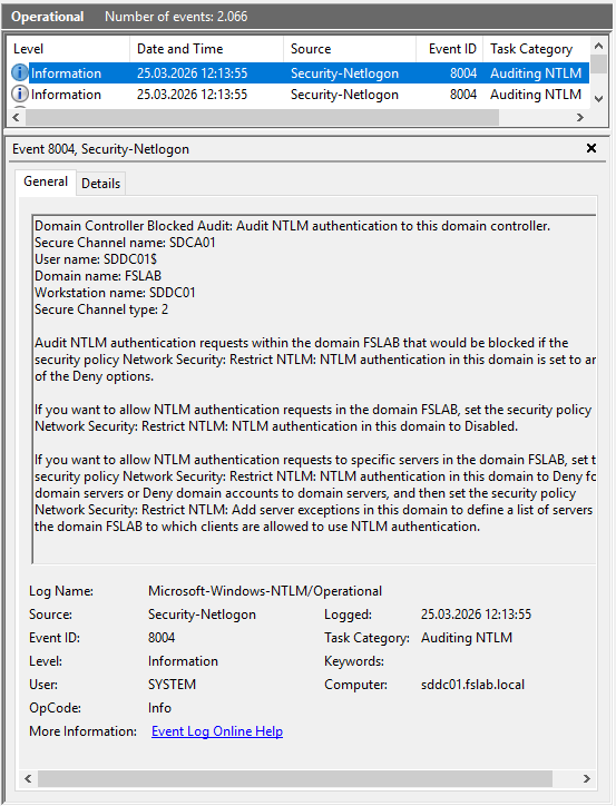 NTLM Traffic Event ID