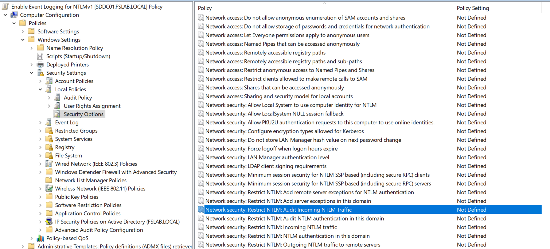 GPO NTLM Audit Log Enable