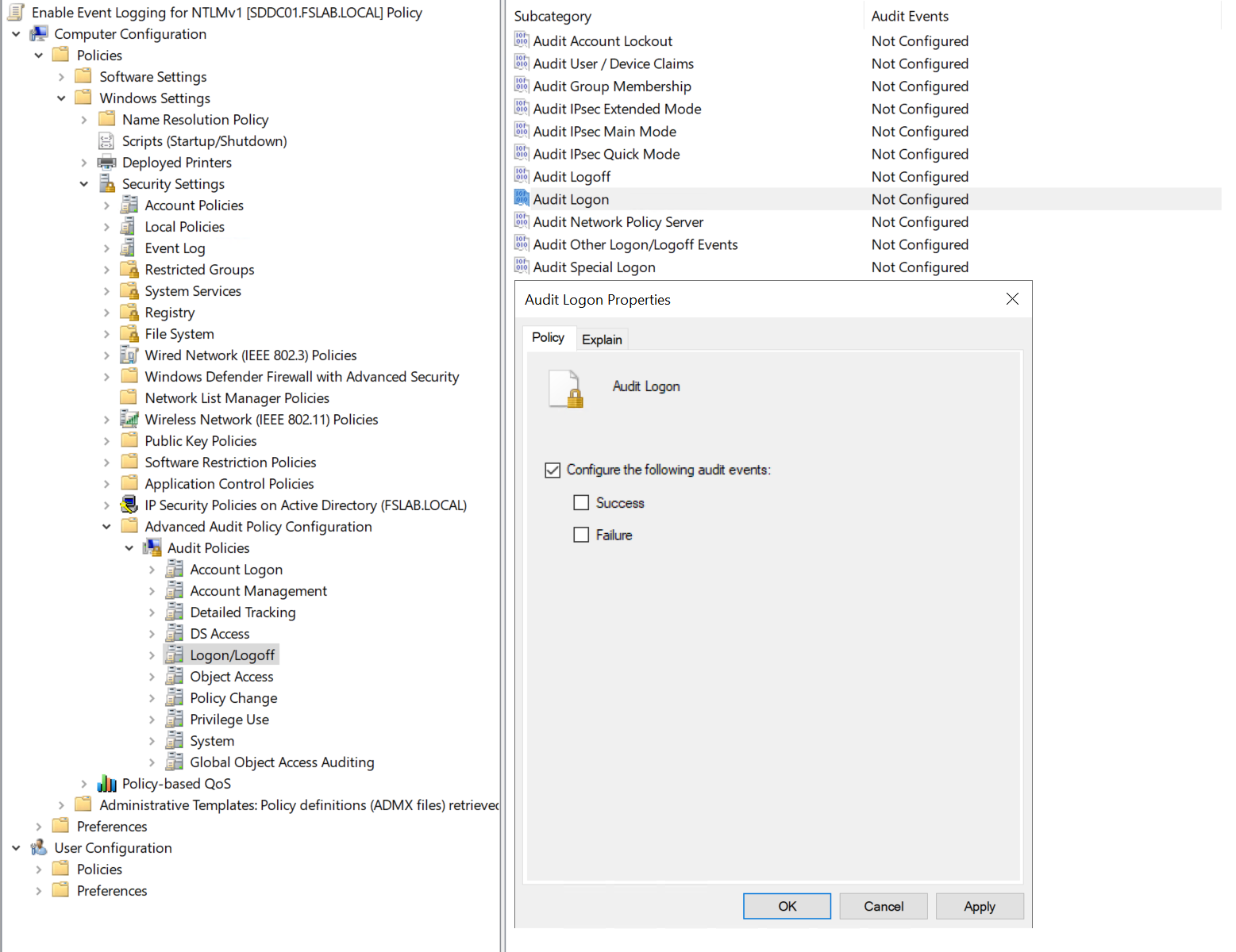 GPO Audit log enabled