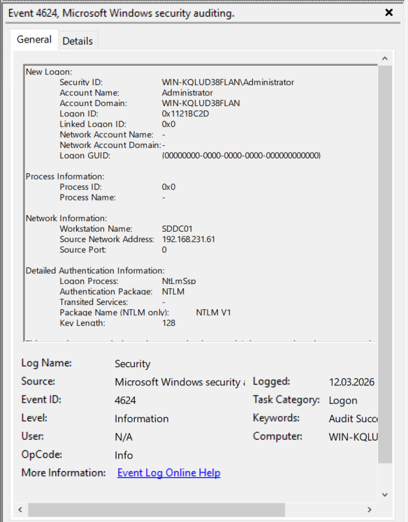 NTLMv1 4624 Event ID Detection