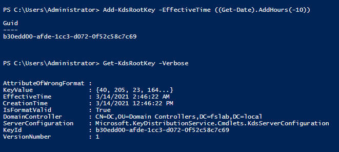 Creating the KDS Root Key
